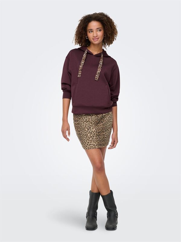 Only - ONLALINA LIFE LEO DETAIL HOOD BOX SWT Kadın Mor Sweatshirt - 15364546