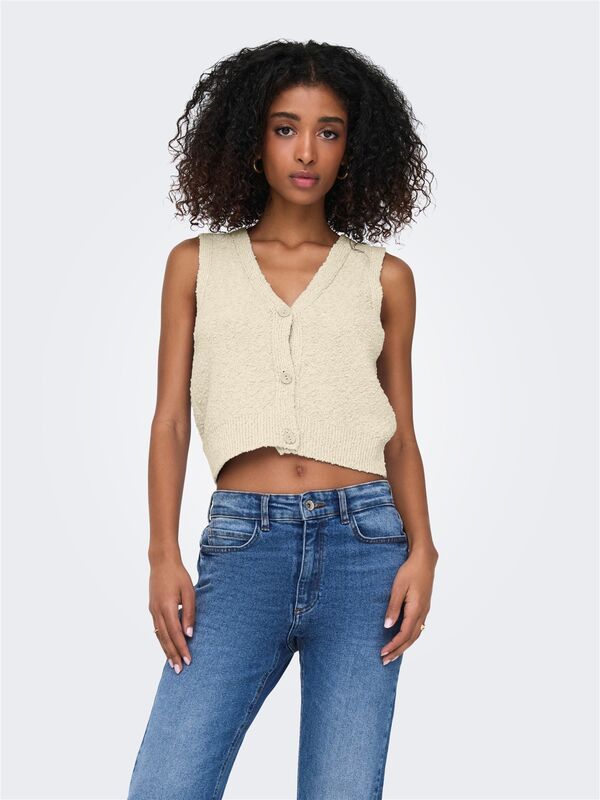 ONLALVILDA SL WAISTCOAT CC KNT Kadın Bej Kazak - O15339653