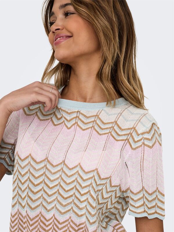 ONLALVIRA LIFE SS GLITTER O-NECK KNT Kadın Gri Kazak - 4794681