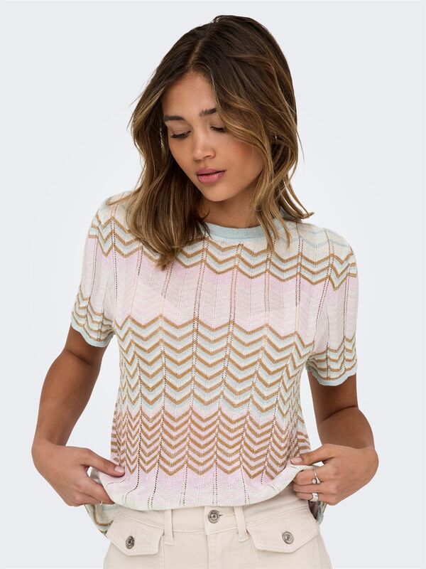 ONLALVIRA LIFE SS GLITTER O-NECK KNT Kadın Gri Kazak - 4794681