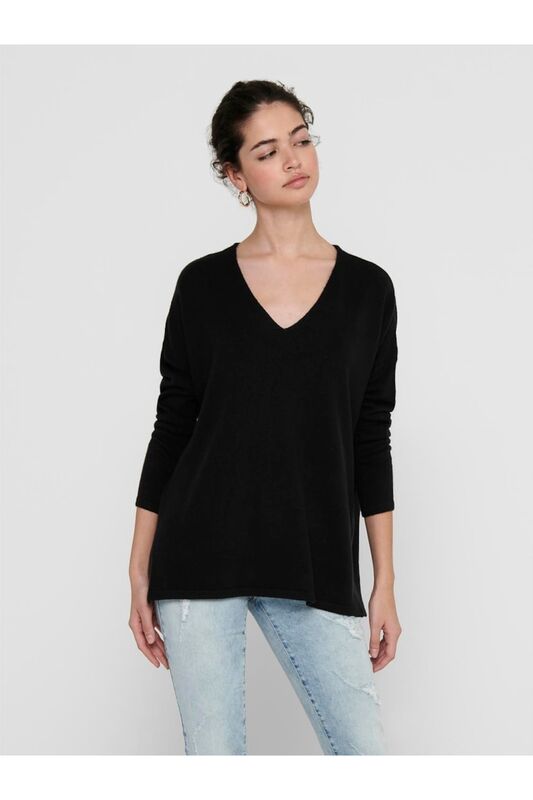 ONLAMALIA LS V-NECK CC KNT Kadın Siyah Kazak - 15219642