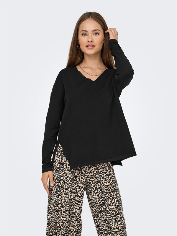 ONLAMALIO LIFE LS V-NECK KNT Kadın Black Kazak - 15340735