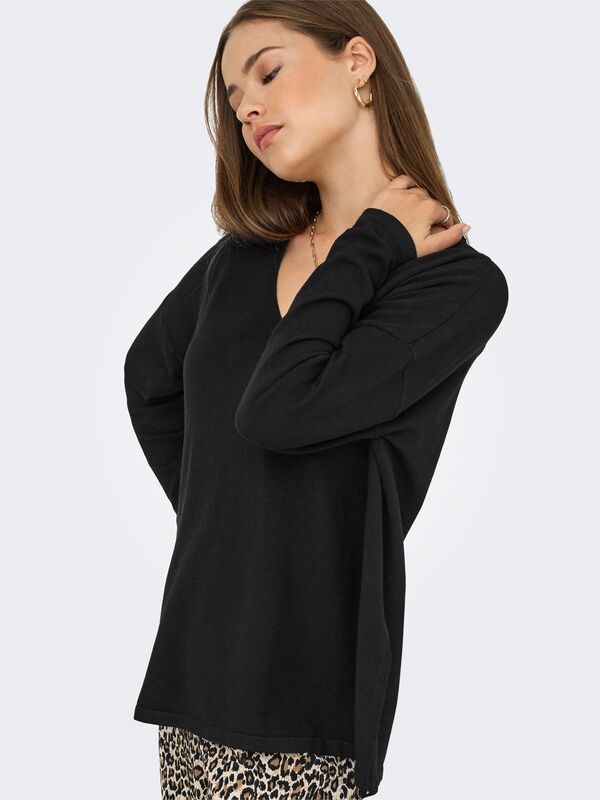 ONLAMALIO LIFE LS V-NECK KNT Kadın Black Kazak - 15340735