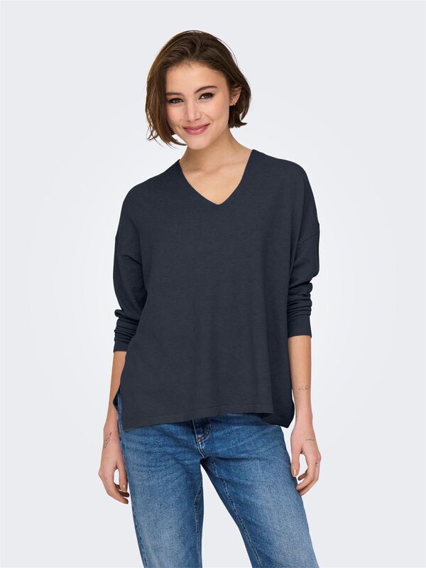 Only - ONLAMALIO LIFE LS V-NECK KNT Kadın Blue Kazak - 15340735