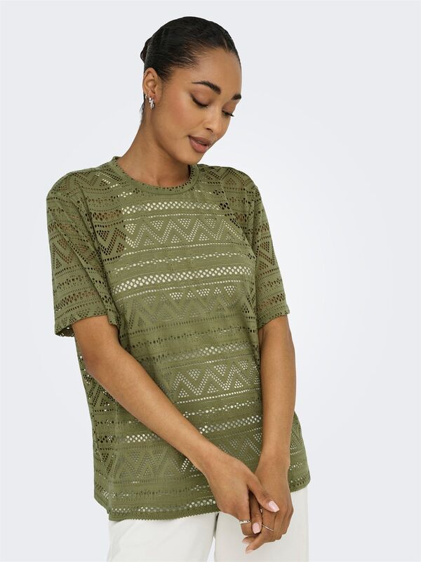 ONLANIRI S/S O-NECK TOP JRS Kadın Yeşil T-Shirt - 15350242