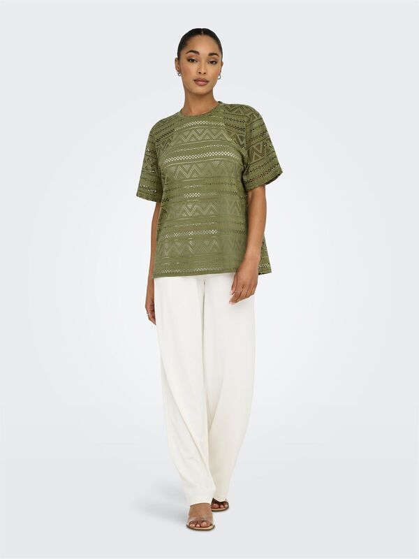 ONLANIRI S/S O-NECK TOP JRS Kadın Yeşil T-Shirt - 15350242