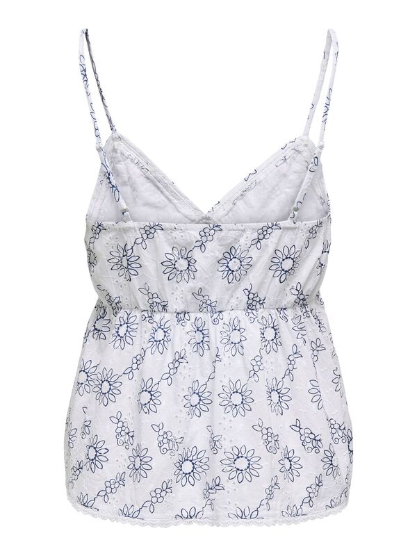 ONLANJA LIFE STRAP V-NECK SINGLET WVN Kadın Beyaz Bluz - 15344640