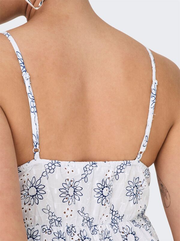 ONLANJA LIFE STRAP V-NECK SINGLET WVN Kadın Beyaz Bluz - 15344640