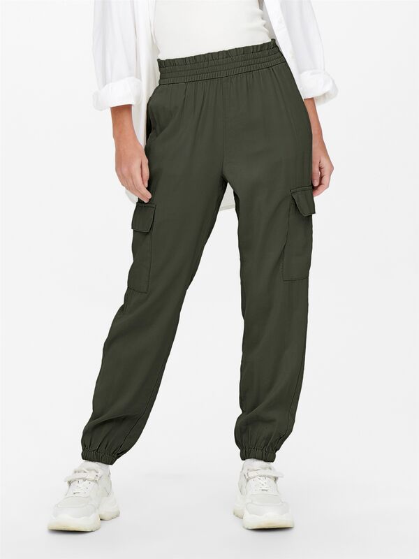 Only - ONLARIS LIFE HW PB CARGO PANT CC WVN Kadın Yeşil Pantolon - 15245364