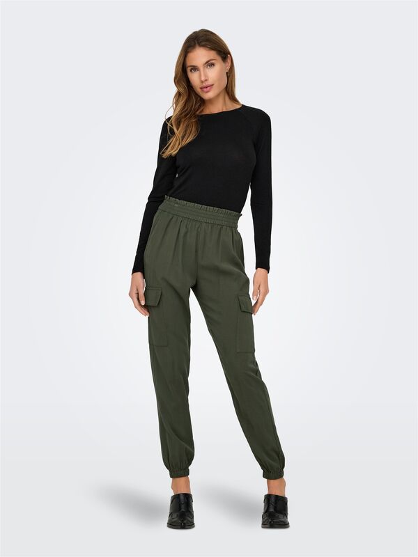 ONLARIS LIFE HW PB CARGO PANT CC WVN Kadın Yeşil Pantolon - 15245364