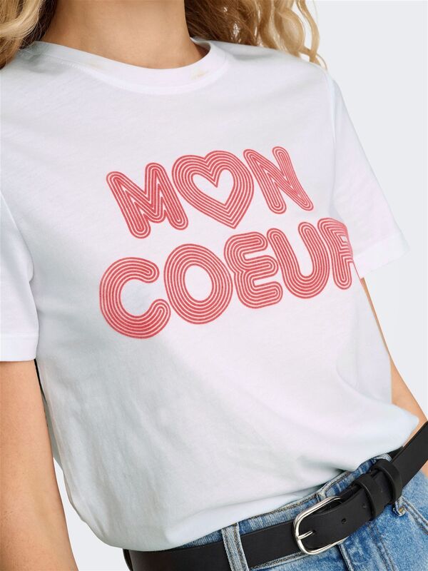 Only - ONLARIYA LIFE REG S/S LOVE TOP BOX JRS Kadın Beyaz T-Shirt - 15343191