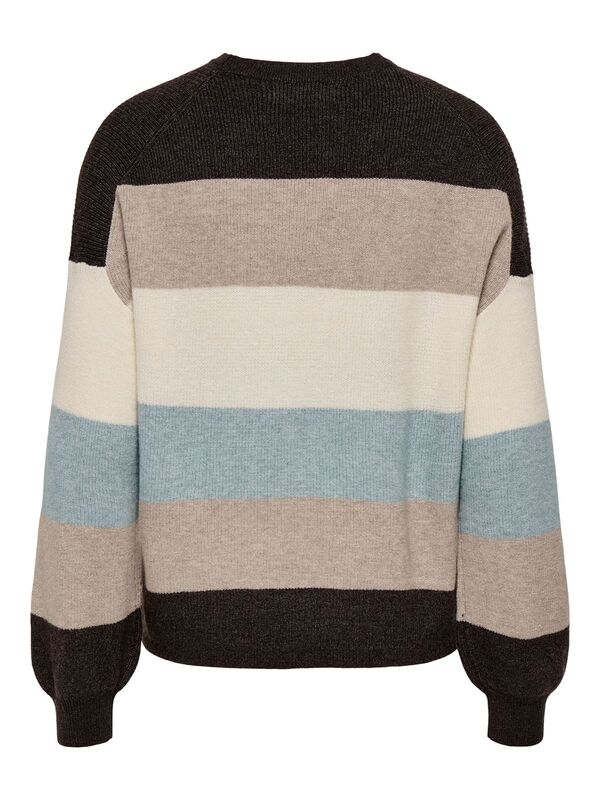 ONLATIA L/S STRIPE PULLOV KNT NOOS Kadın Kahverengi UK Gömlek - 15220044