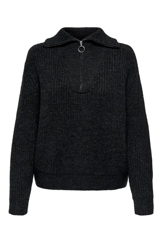 Only - ONLBAKER L/S ZIP PULLOVER KNT NOOS Kadın Siyah UK Gömlek - 15247008