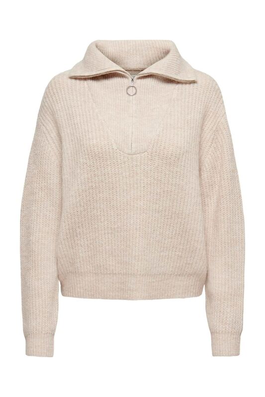 ONLBAKER L/S ZIP PULLOVER KNT NOOS Kadın Beyaz UK Gömlek - 15247008