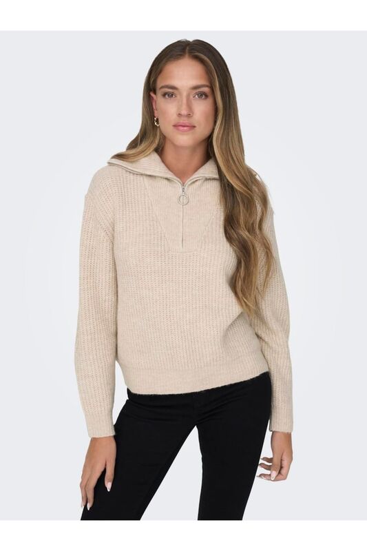 ONLBAKER L/S ZIP PULLOVER KNT NOOS Kadın Beyaz UK Gömlek - 15247008