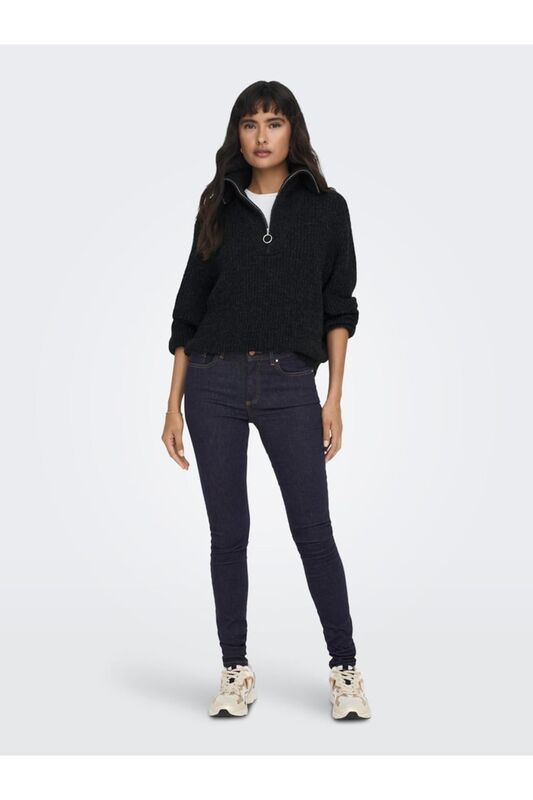 ONLBAKER L/S ZIP PULLOVER KNT NOOS Kadın Siyah UK Gömlek - 15247008
