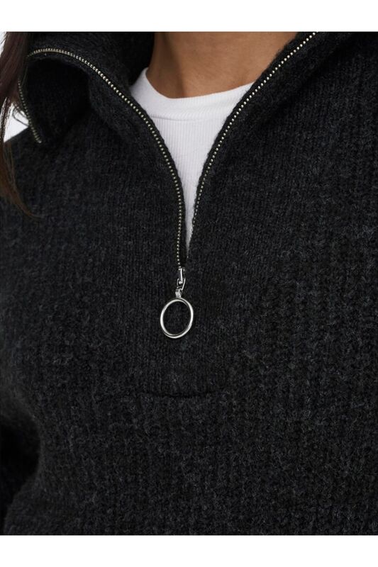 ONLBAKER L/S ZIP PULLOVER KNT NOOS Kadın Siyah UK Gömlek - 15247008