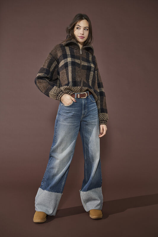 Only - ONLBAKERLOO HW WIDE FOLD-UP RED DNM DOT Kadın Mavi Jean - 15360793