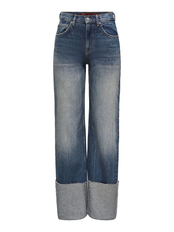 ONLBAKERLOO HW WIDE FOLD-UP RED DNM DOT Kadın Mavi Jean - 15360793