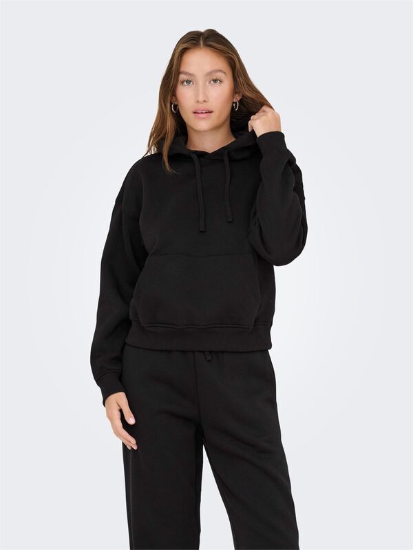 Only - ONLBEST LIFE L/S HOOD SWT NOOS Kadın Siyah Sweatshirt - 15338730