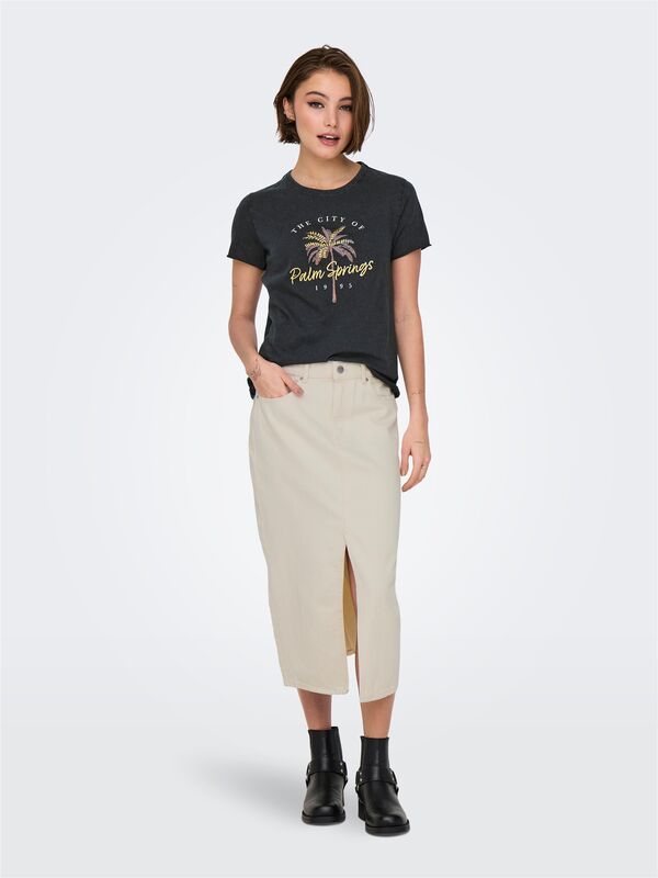 Only - ONLBIANCA MIDI SKIRT DNM REA NOOS Kadın Bej Etek - 15319268