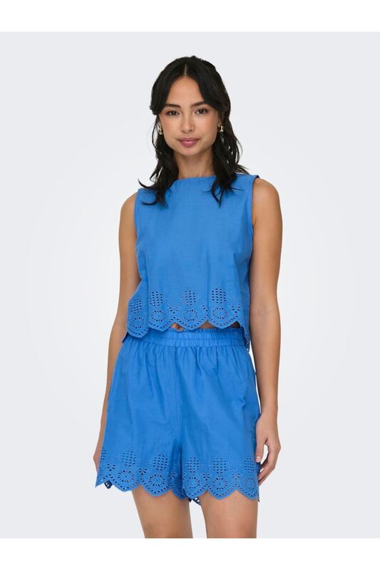 Only - ONLBONDI SL TOP WVN Kadın Mavi Bluz - 15321220