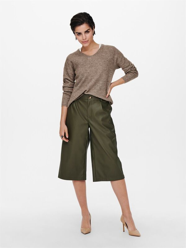 ONLCAMILLA V-NECK L/S PULLOVER KNT NOOS Kadın Kahverengi Kazak - 15204588