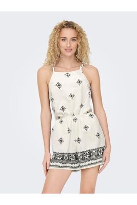 Only - ONLCARO LINEN BL STRAP PLAYSUIT PNT Kadın Beyaz Tulum - 15318559