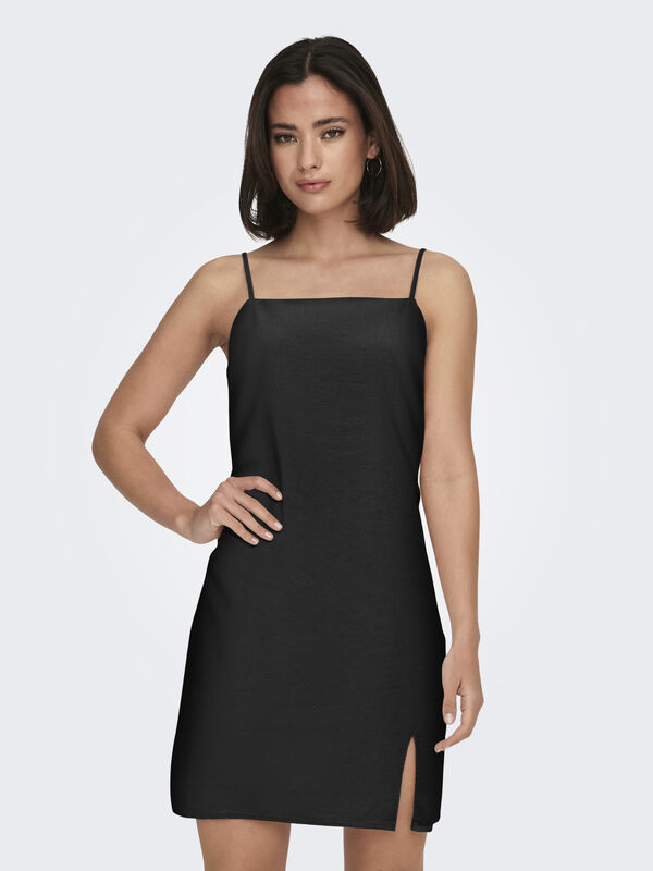 ONLCARO LINEN BLEND SHORT DRESS PNT Kadın Siyah Elbise - 15255185