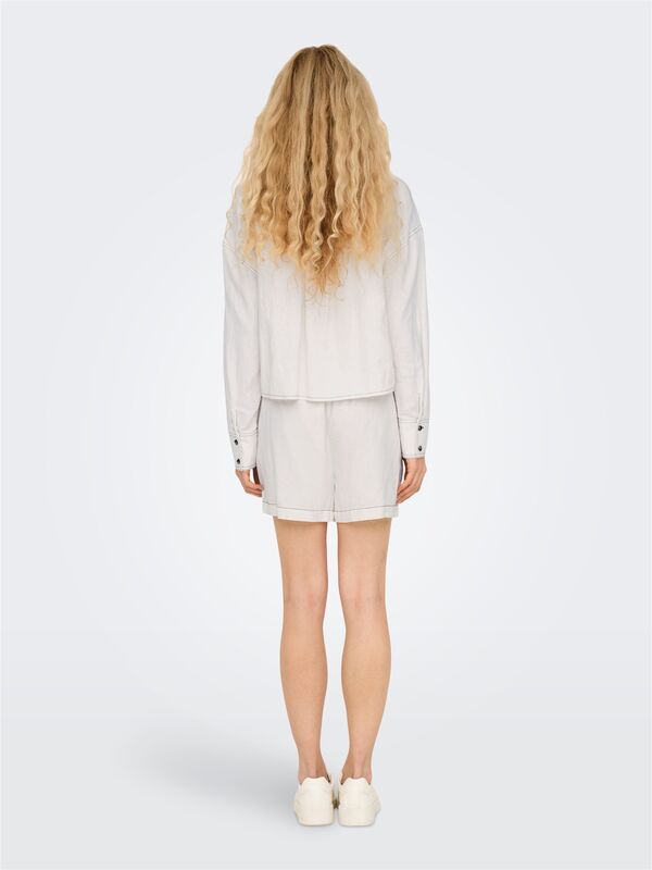 ONLCARO L/S LINEN BL CROP SHIRT CC PNT Kadın Beyaz Gömlek - 15338765