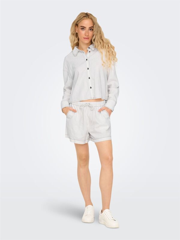 ONLCARO MW LINEN B PULL-UP SHORTS CC PNT Kadın Beyaz Şort - 15314055