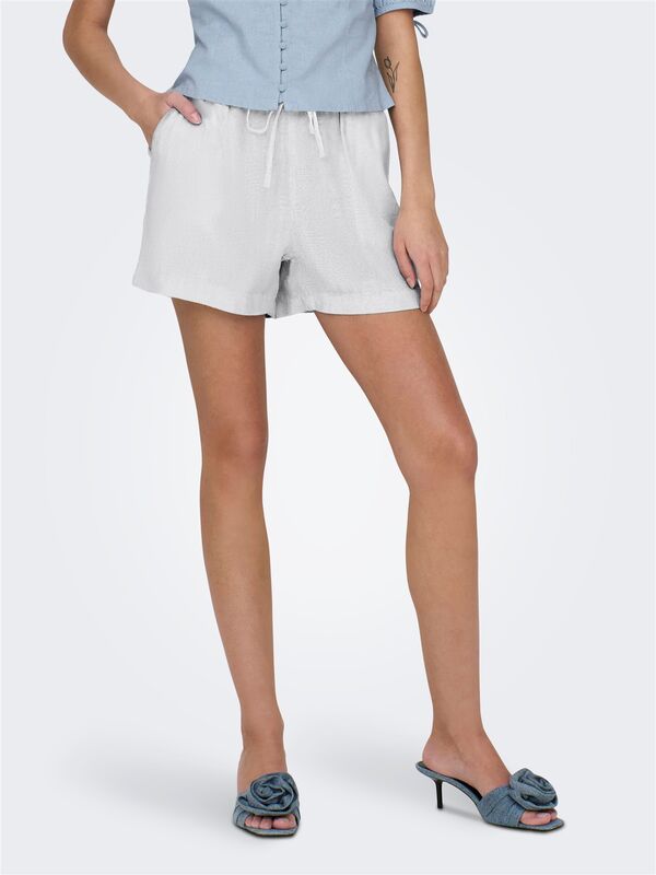 ONLCARO MW LINEN B PULL-UP SHORTS CC PNT Kadın Beyaz Şort - 15314055