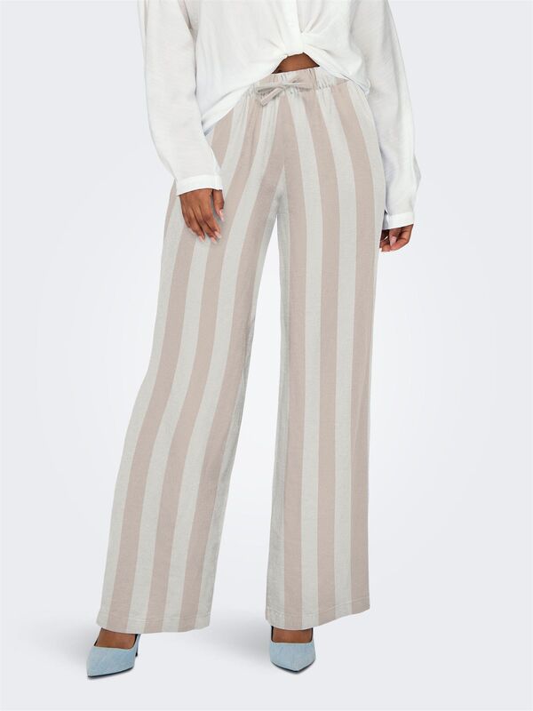 ONLCARO MW LINEN BL PULL-UP PANT CC PNT Kadın Humus Pantolon - 15291807