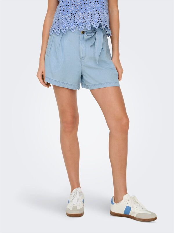 Only - ONLCHARIS LIFE HW BELT SHORTS CC WVN Kadın Light Blue Denim Şort - 15338315