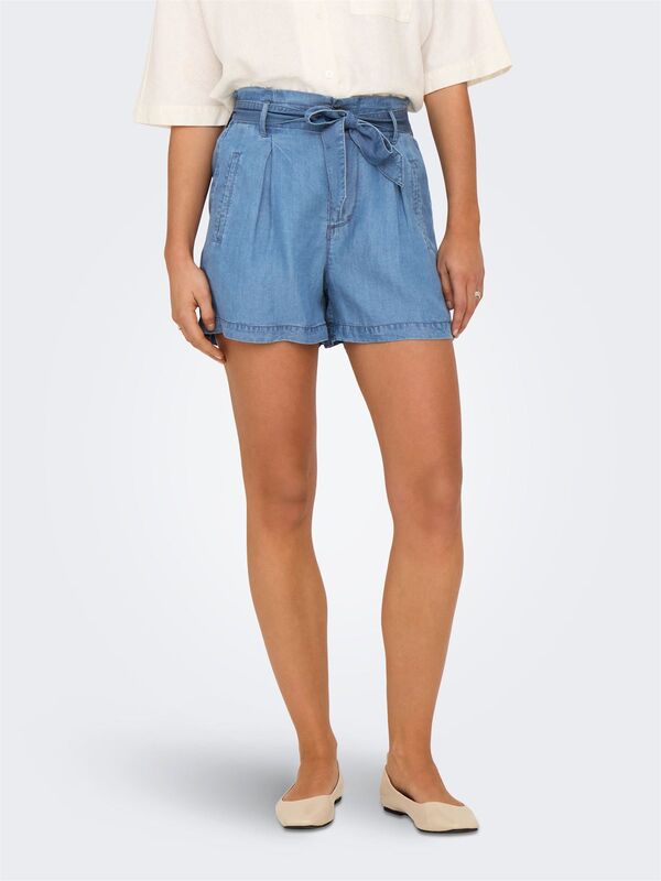 Only - ONLCHARIS LIFE HW BELT SHORTS CC WVN Kadın Medium Blue Denim Şort - 15338315
