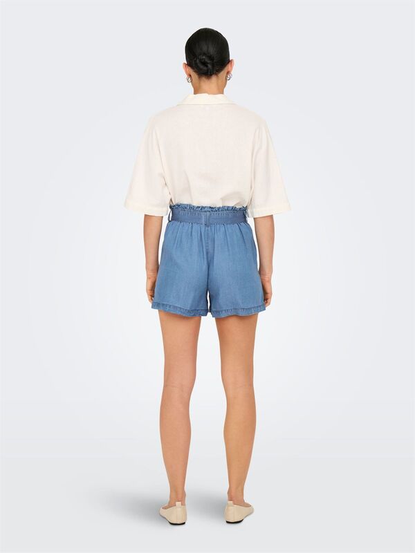 ONLCHARIS LIFE HW BELT SHORTS CC WVN Kadın Medium Blue Denim Şort - 15338315