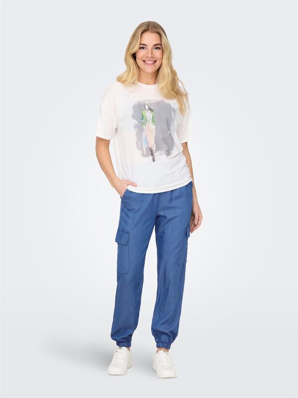 ONLCHARIS LIFE HW PB CARGO PANT CC WVN Kadın Mavi Pantolon - 15338316