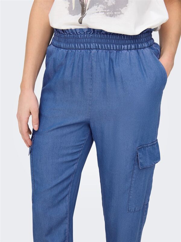 ONLCHARIS LIFE HW PB CARGO PANT CC WVN Kadın Mavi Pantolon - 15338316