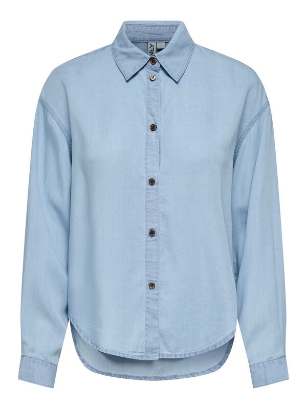 Only - ONLCHARIS LIFE LS SHIRT CC WVN Kadın Light Blue Denim Gömlek - 15337928