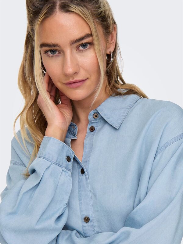ONLCHARIS LIFE LS SHIRT CC WVN Kadın Light Blue Denim Gömlek - 15337928