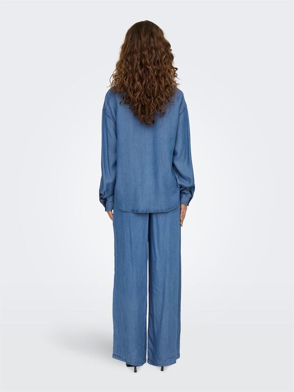 ONLCHARIS LIFE LS SHIRT CC WVN Kadın Medium Blue Denim Gömlek - 15337928