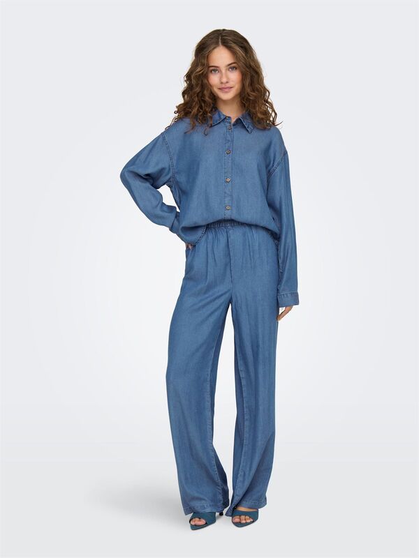 ONLCHARIS LIFE LS SHIRT CC WVN Kadın Medium Blue Denim Gömlek - 15337928