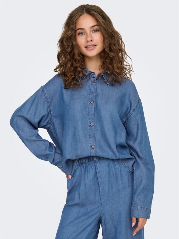 ONLCHARIS LIFE LS SHIRT CC WVN Kadın Medium Blue Denim Gömlek - 15337928