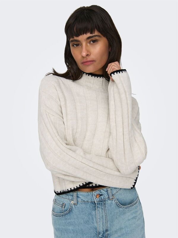 ONLCHICK STITCH LS HIGHNECK KNT NOOS Kadın Bej Kazak - 15329963