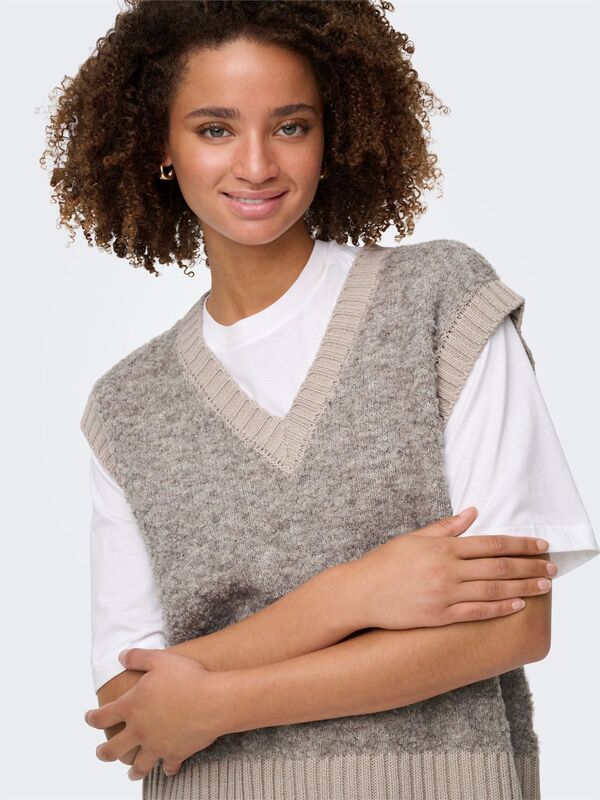 ONLCILLE SL VEST CC KNT Kadın Kahverengi Kazak - 15350777