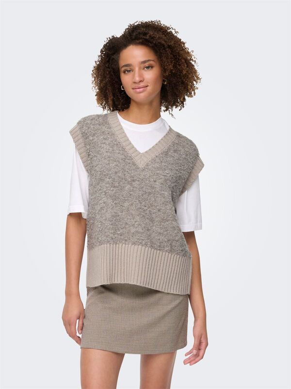 Only - ONLCILLE SL VEST CC KNT Kadın Kahverengi Kazak - 15350777