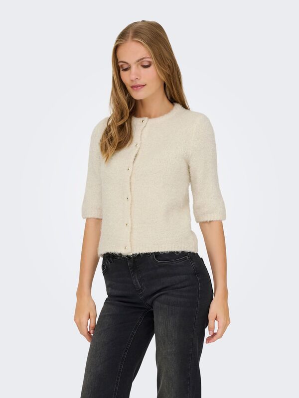 ONLCILLE SS O-NECK CARDIGAN CC KNT Kadın Gri Hırka - 15350782
