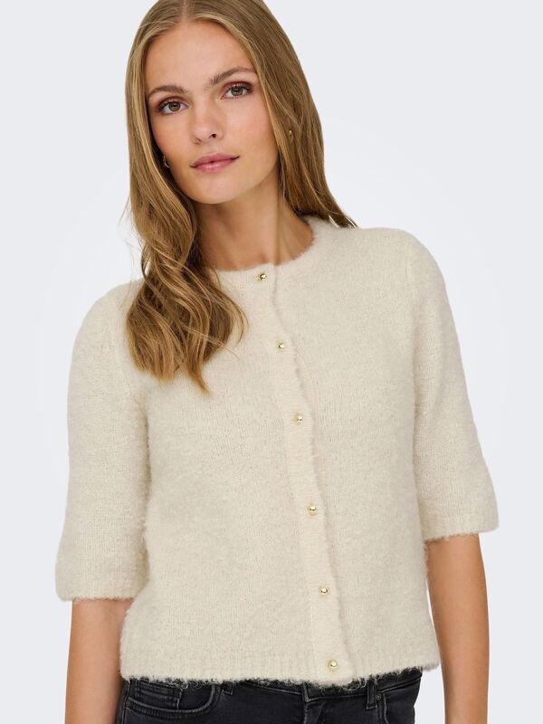 ONLCILLE SS O-NECK CARDIGAN CC KNT Kadın Gri Hırka - 15350782