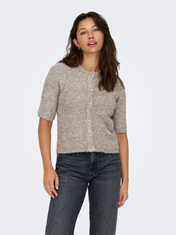 Only - ONLCILLE SS O-NECK CARDIGAN CC KNT Kadın Kahverengi Hırka - 15350782