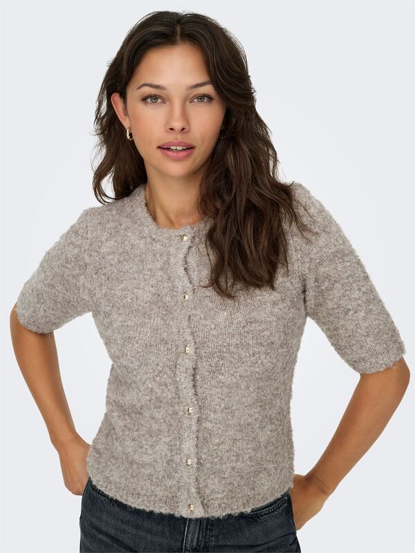 ONLCILLE SS O-NECK CARDIGAN CC KNT Kadın Kahverengi Hırka - 15350782